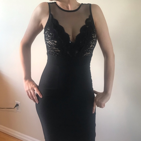 Trixxi Black illusion lace sheath dress size M - Picture 5 of 7